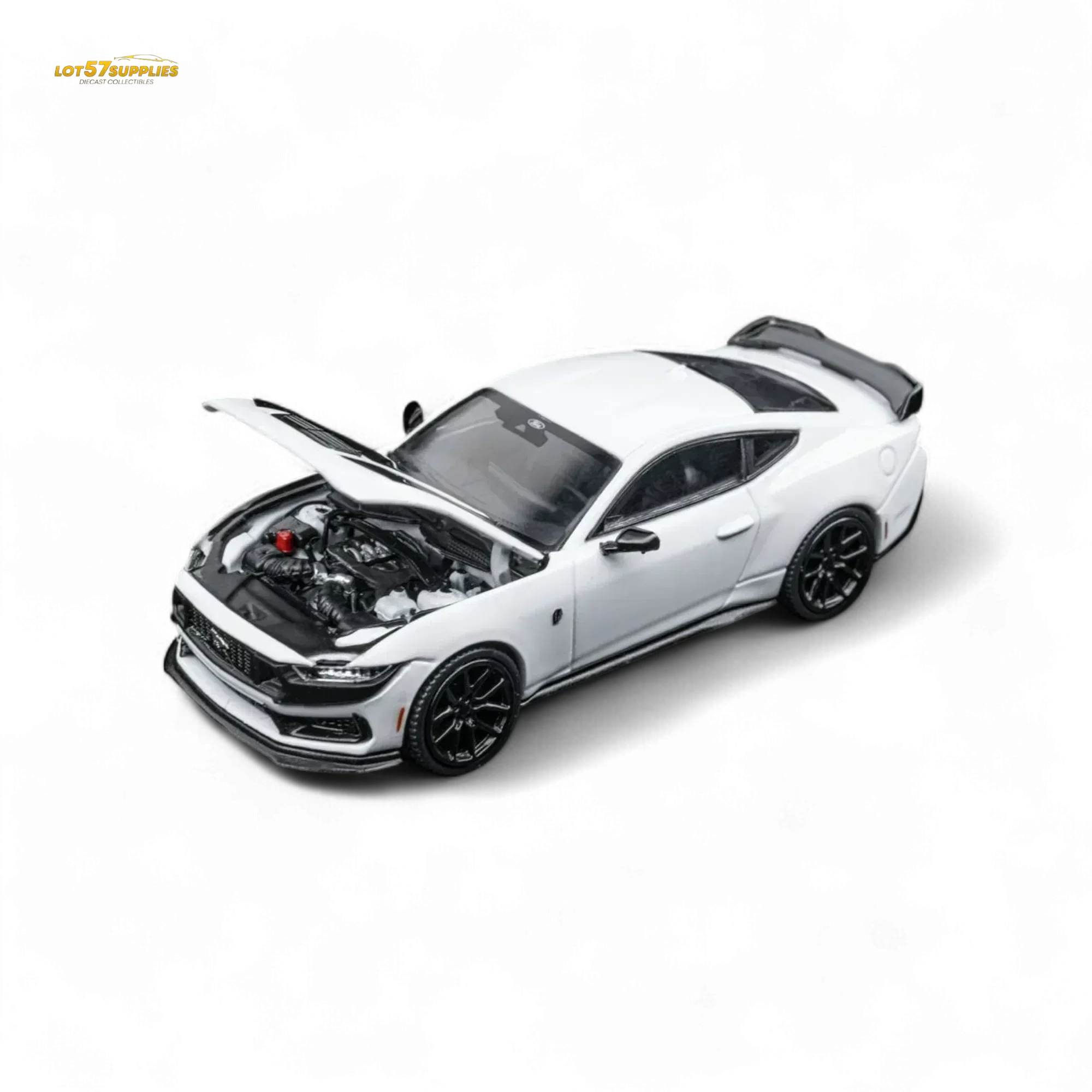 DCM Mustang Dark Horse - Crystal White - Black Wheels 1:64