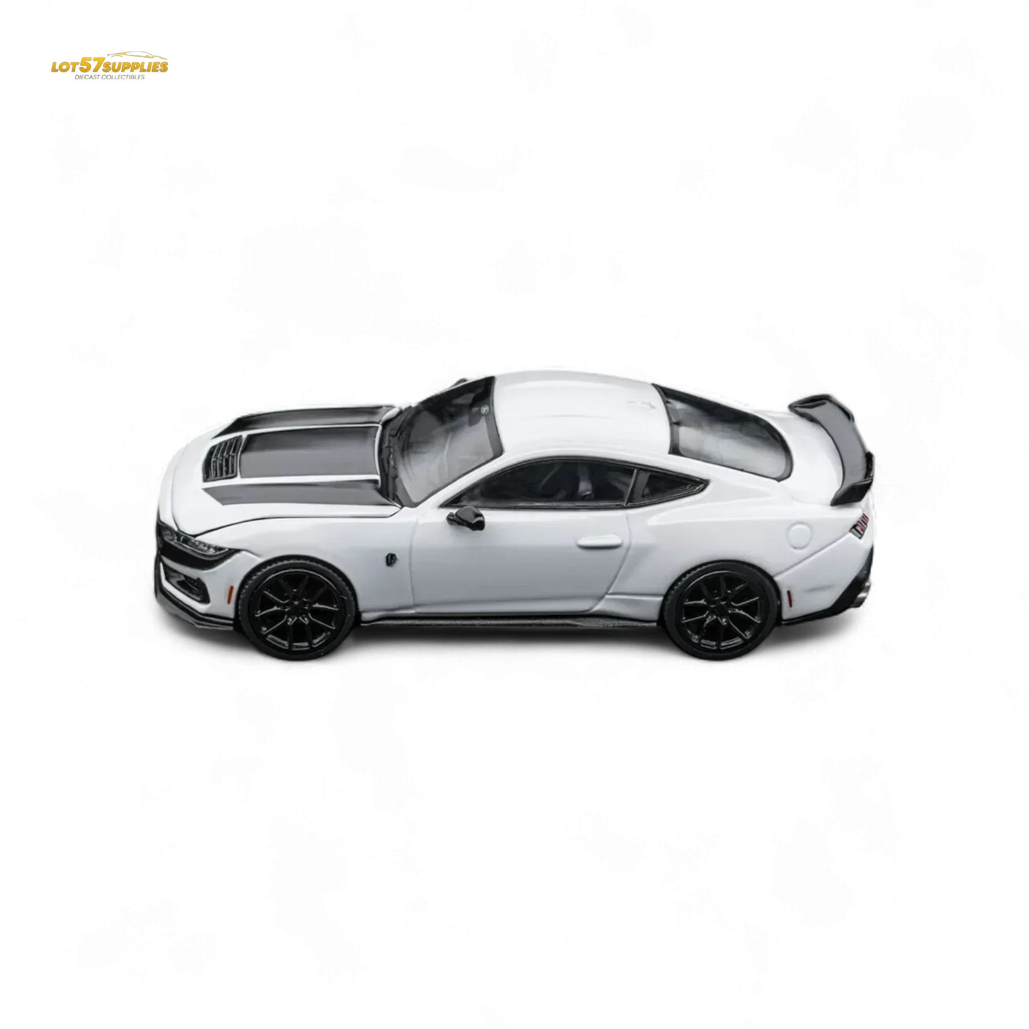 DCM Mustang Dark Horse - Crystal White - Black Wheels 1:64 - Image 4