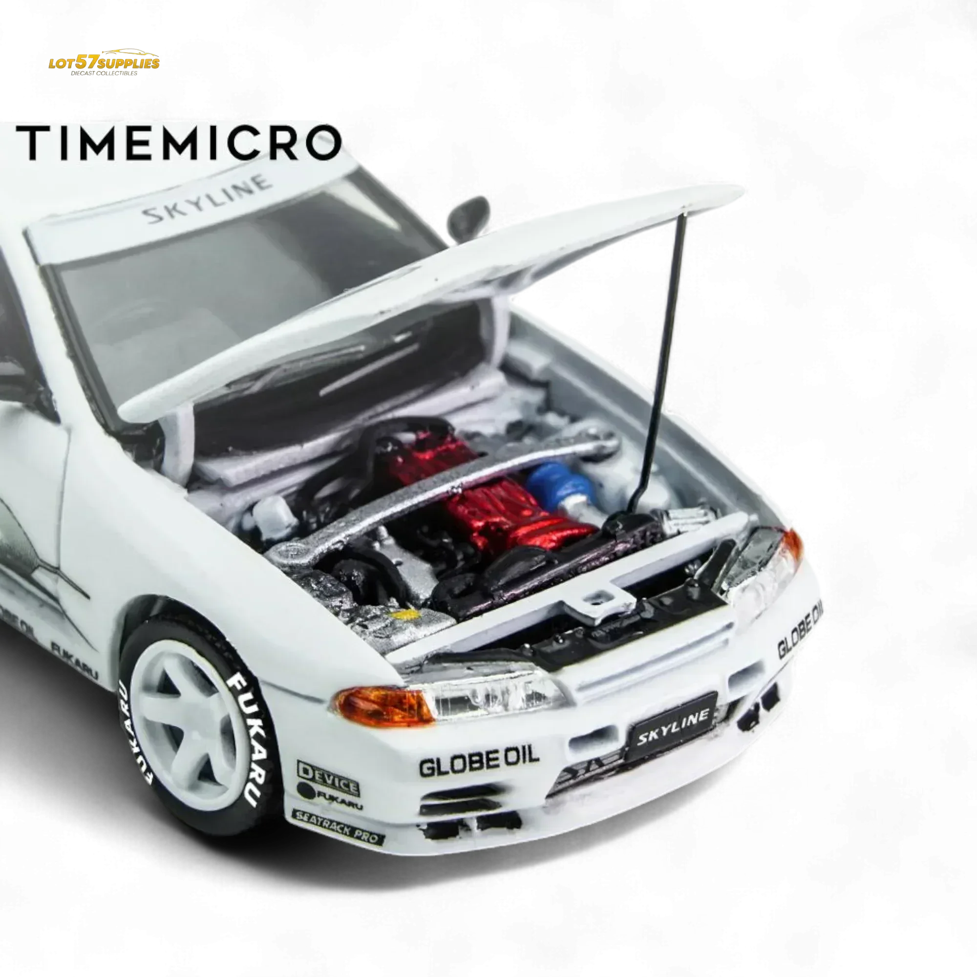 (Pre-Order) TimeMicro Skyline GT-R R32 Los Santos Drift - White 1:64 - Image 2