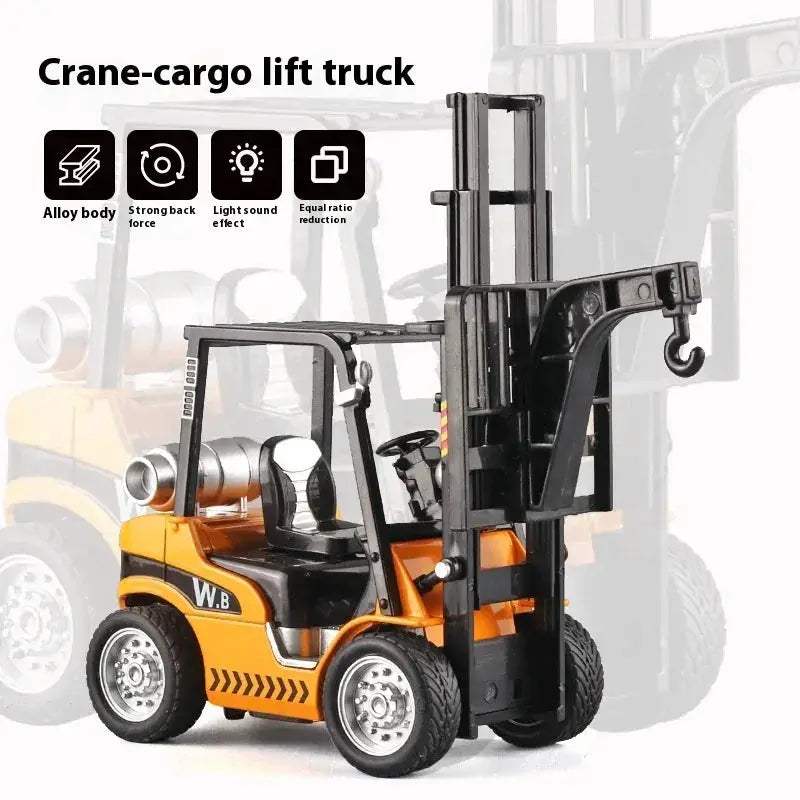 Premium Alloy Diecast Construction Crane And Warehouse Forklift Model With Sound And Light For Boys - Image 2