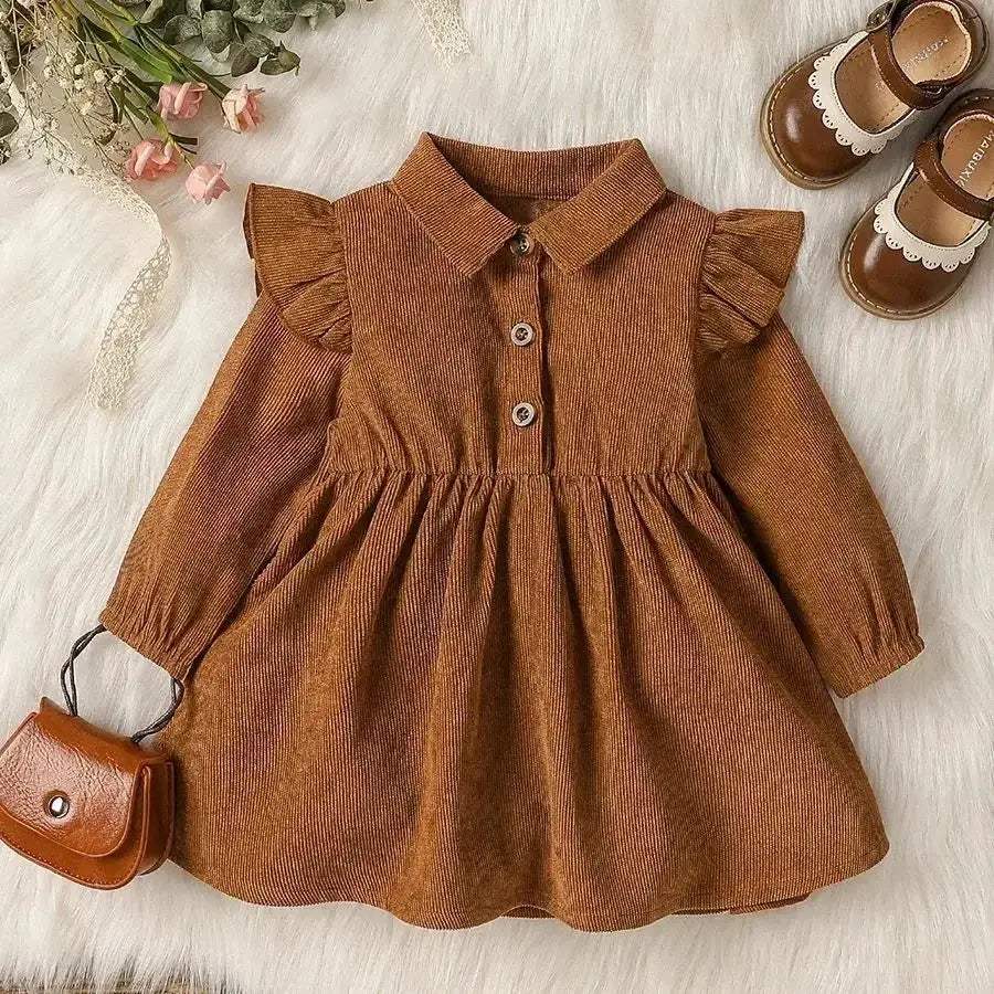 Premium Baby Girl Dress Long Sleeve Turn Down Collar All Seasons - Image 7
