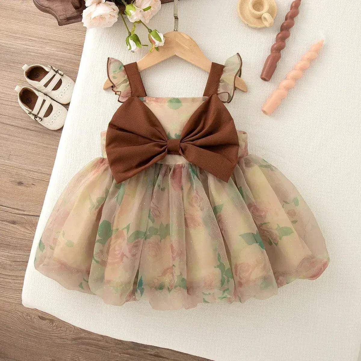 Premium Baby Girl Tulle Dress with Sequined Bow Sleeves for Summer Parties - Image 6