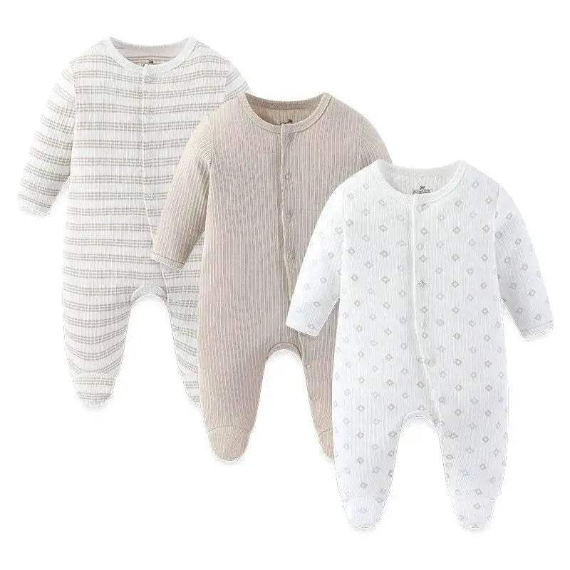 Premium Baby Rompers 3 Pcs Lot Autumn Winter Long Sleeve Cotton Soft For Newborns - Image 22