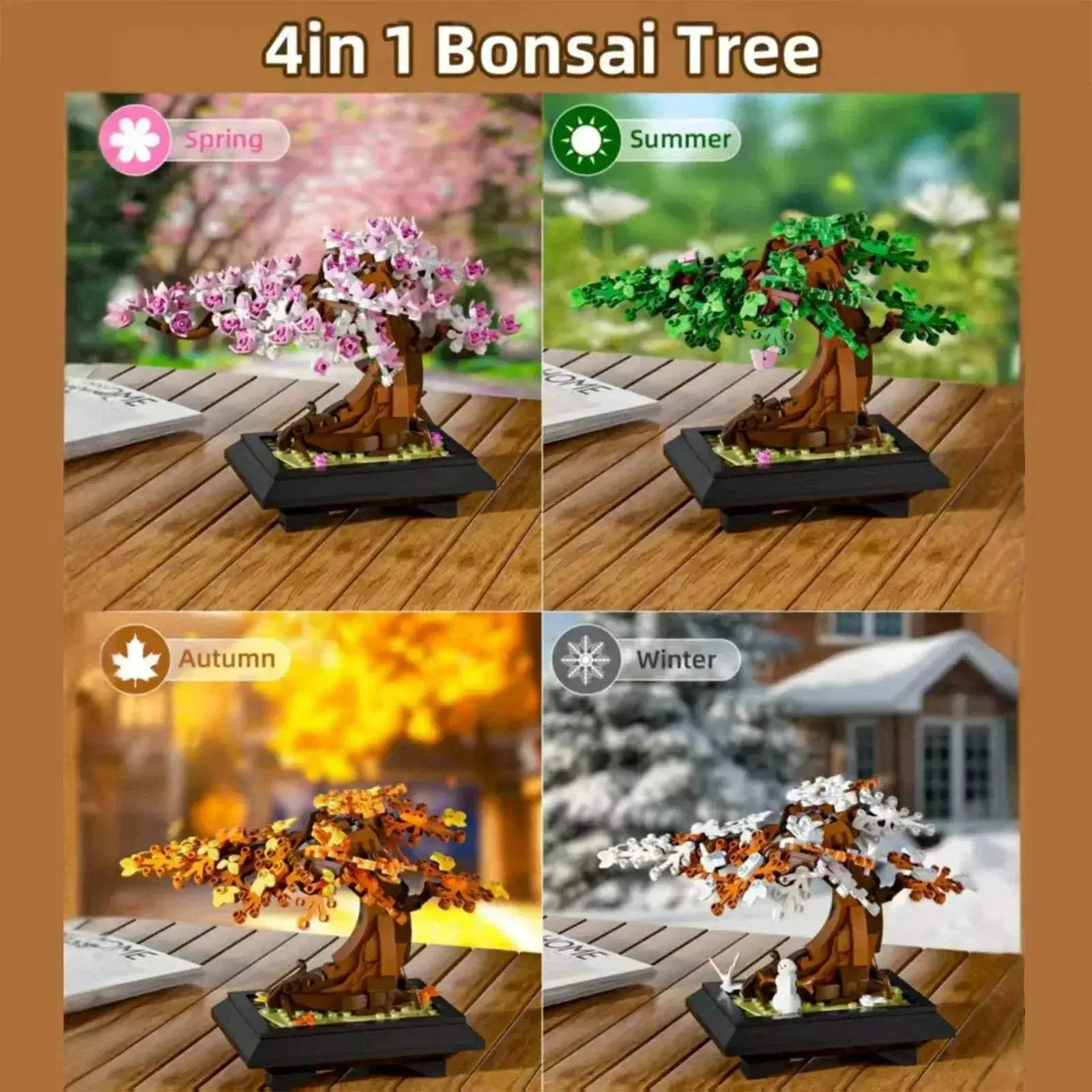 Premium Bonsai Tree Building Set 4 In 1 Four Seasons Kids - Image 5