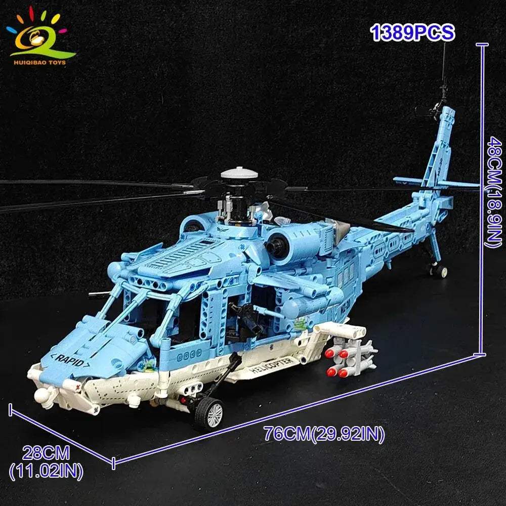 Premium Building Block Set For Children 1389 Piece WW2 Military Helicopter Gunship Compatible With Lego - Image 6