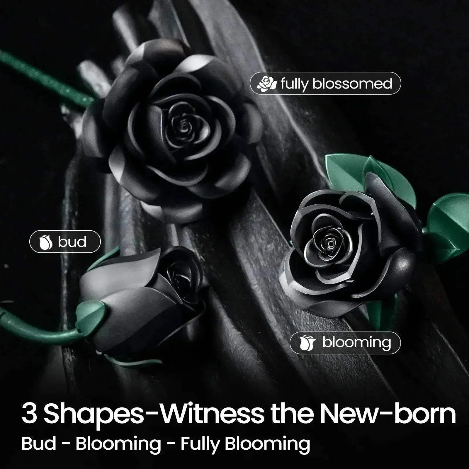 Premium Building Set Black Rose Bouquet Bricks For Women - Image 4