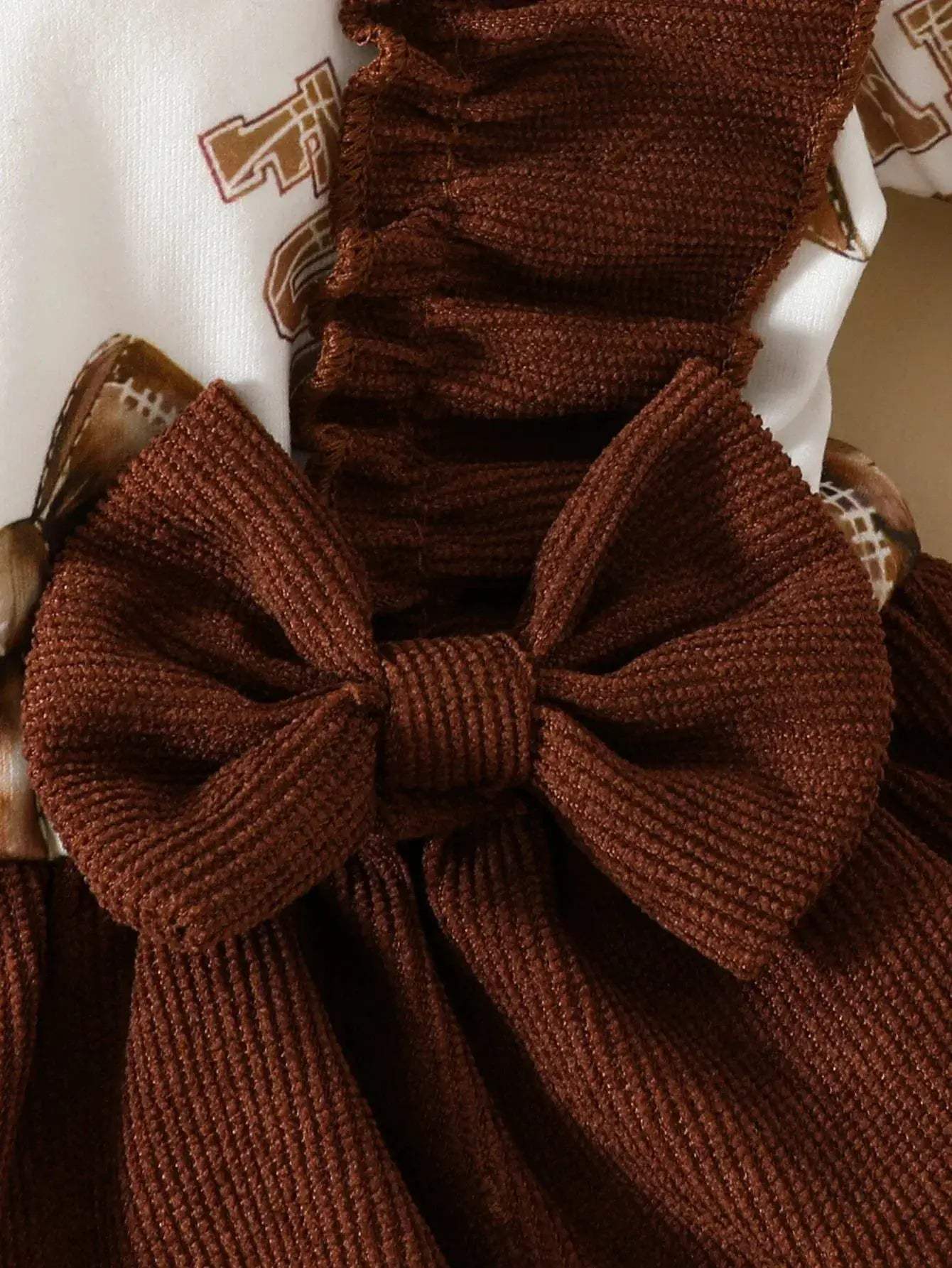 Premium Corduroy Baby Girl Dress With Ruffled Bow Long Sleeve Two Piece Headband Set Spring And Autumn 0 To 18 Months - Image 6