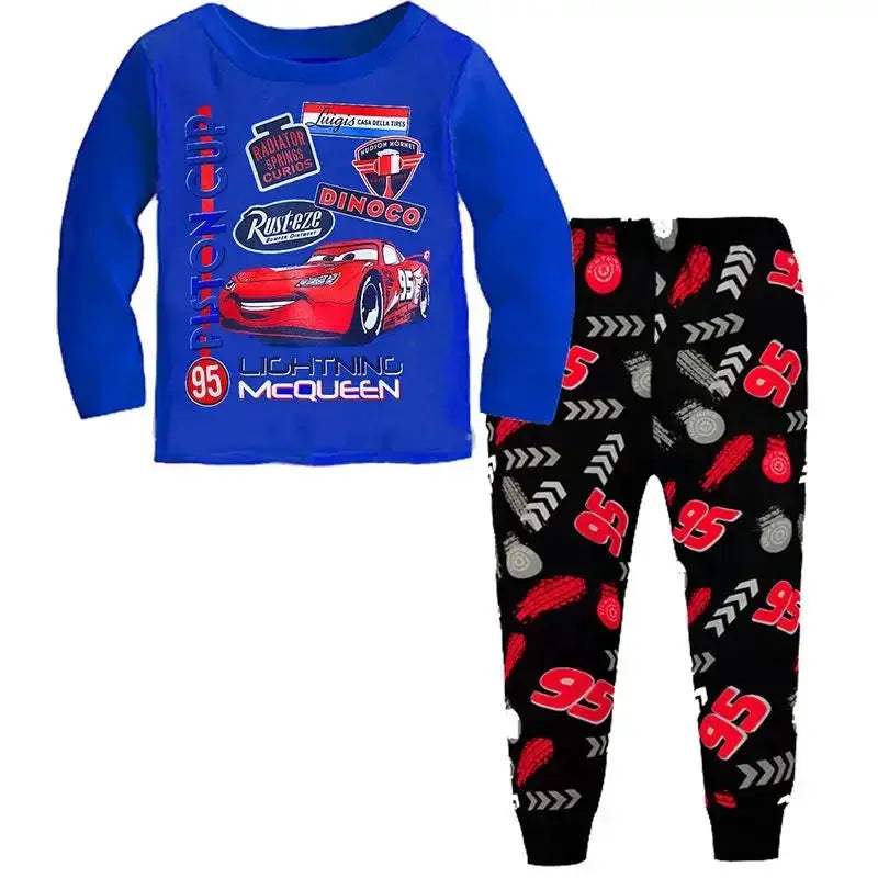 Premium Cotton Unisex Kids Pajamas Set With Disney Cars McQueen Cartoon Sleepwear For Spring And Autumn - Image 6