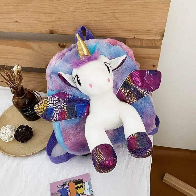 Premium Cute Kids Backpack Unicorn Cartoon 3D Fur Design For Girls School Travel Gift - Image 22