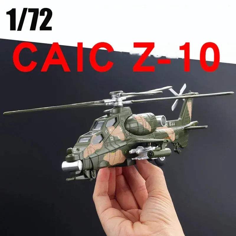 Premium Diecast 1:72 WZ-10 Helicopter Model With Sound And Light Alloy Display Aircraft Gift For Kids