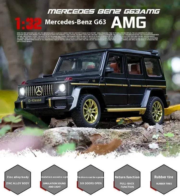 Premium Diecast Car 1 32 Mercedes G63 AMG Sound Light Pull Back Toy For Kids - Image 5
