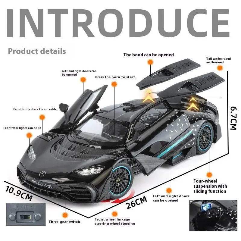 Premium Diecast Car Model With Sound And Light One Eighteen Scale Mercedes Benz AMG One For Collectors - Image 3