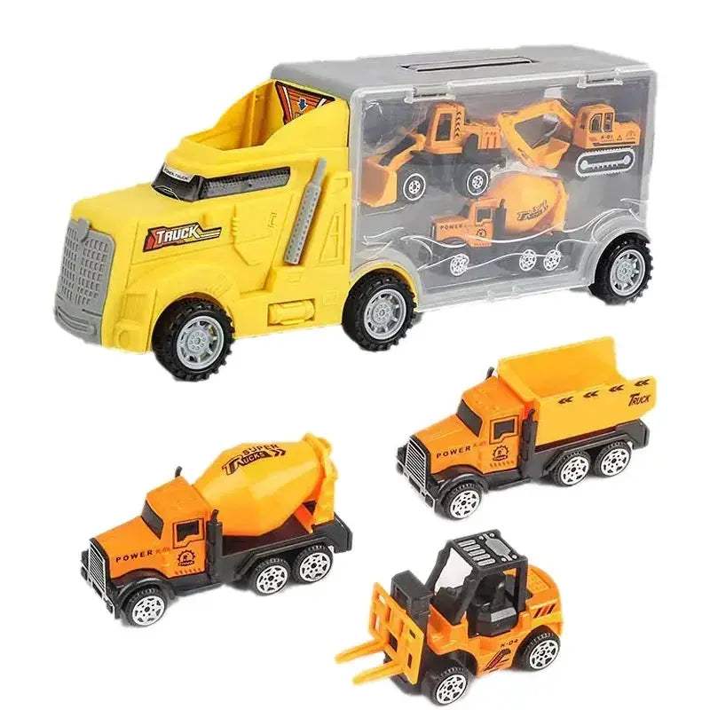 Premium Diecast Construction Toys 10 In 1 Vehicle Transporter Set With Excavator Dump Truck Digger Backhoe For Kids - Image 12