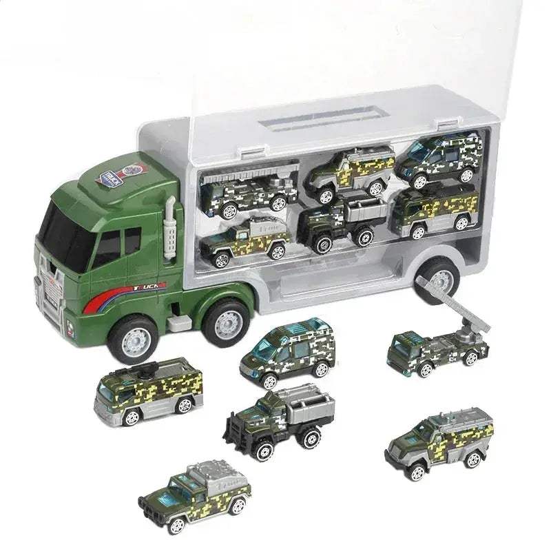 Premium Diecast Construction Toys 10 In 1 Vehicle Transporter Set With Excavator Dump Truck Digger Backhoe For Kids - Image 13