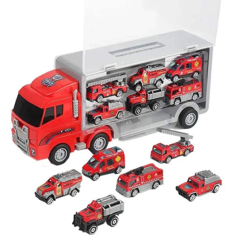 Premium Diecast Construction Toys 10 In 1 Vehicle Transporter Set With Excavator Dump Truck Digger Backhoe For Kids - Image 19