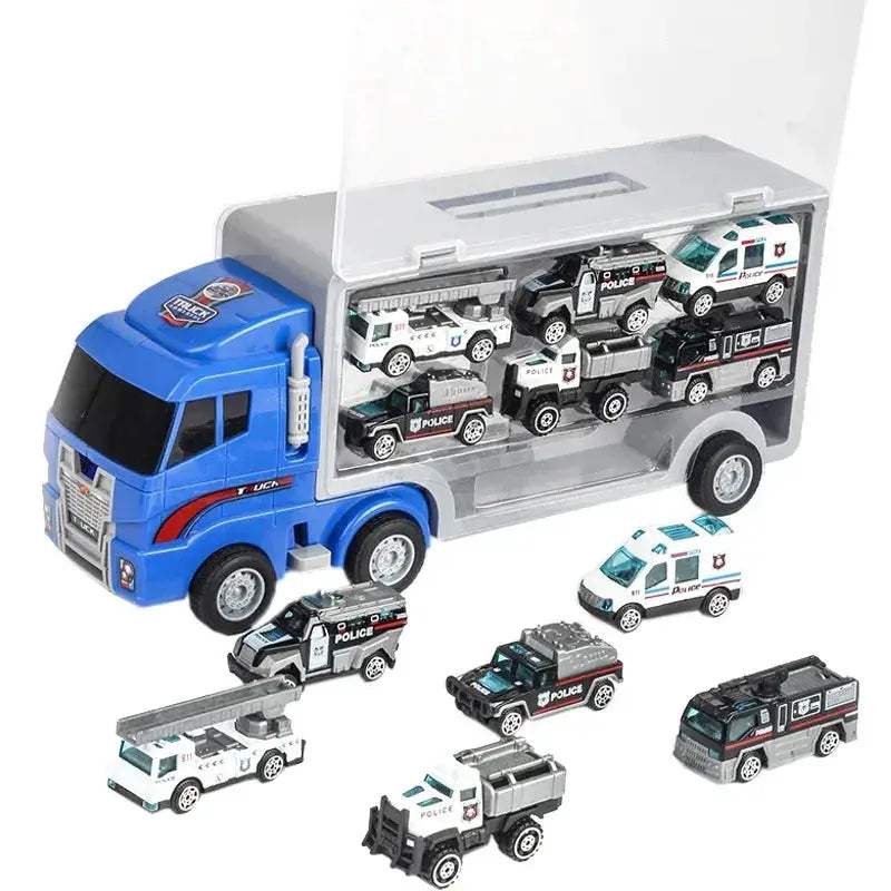 Premium Diecast Construction Toys 10 In 1 Vehicle Transporter Set With Excavator Dump Truck Digger Backhoe For Kids - Image 20