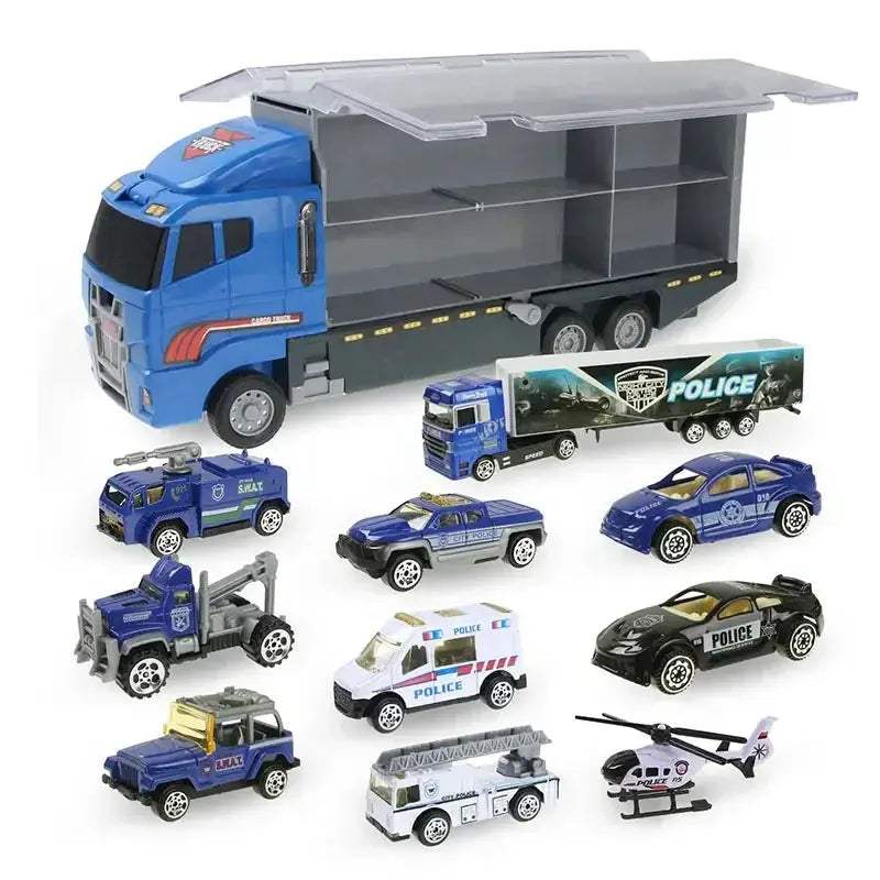 Premium Diecast Construction Toys 10 In 1 Vehicle Transporter Set With Excavator Dump Truck Digger Backhoe For Kids - Image 22