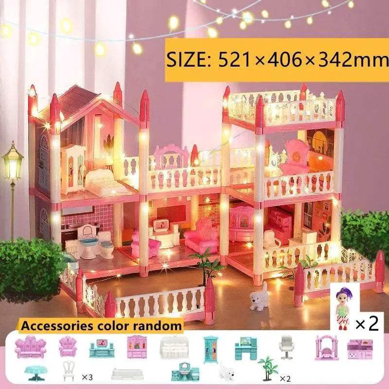 Premium Dollhouse Princess Castle 3D With LED Light Gift - Image 14