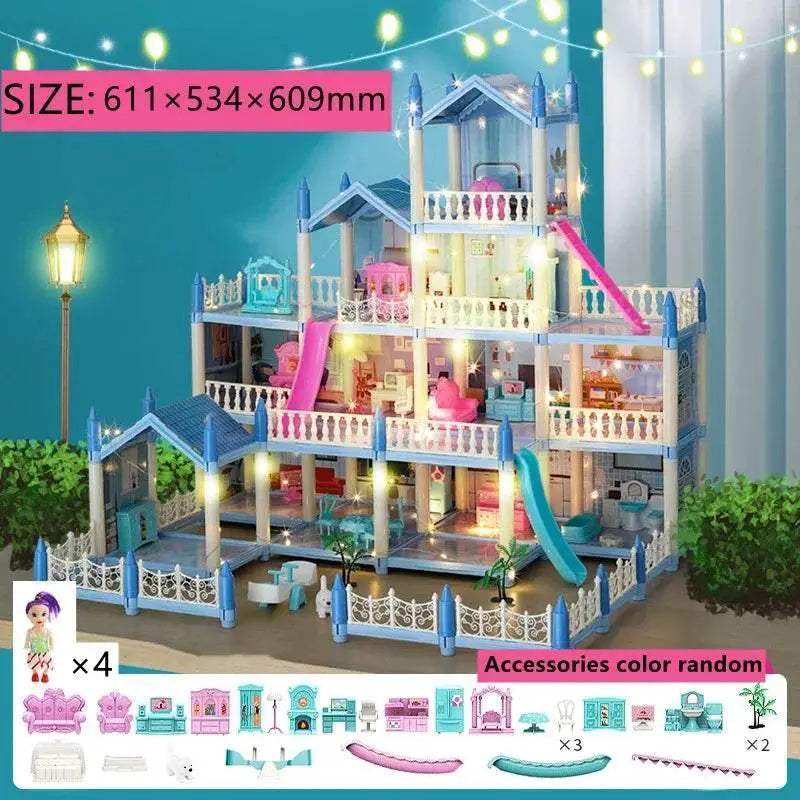 Premium Dollhouse Princess Castle 3D With LED Light Gift - Image 16