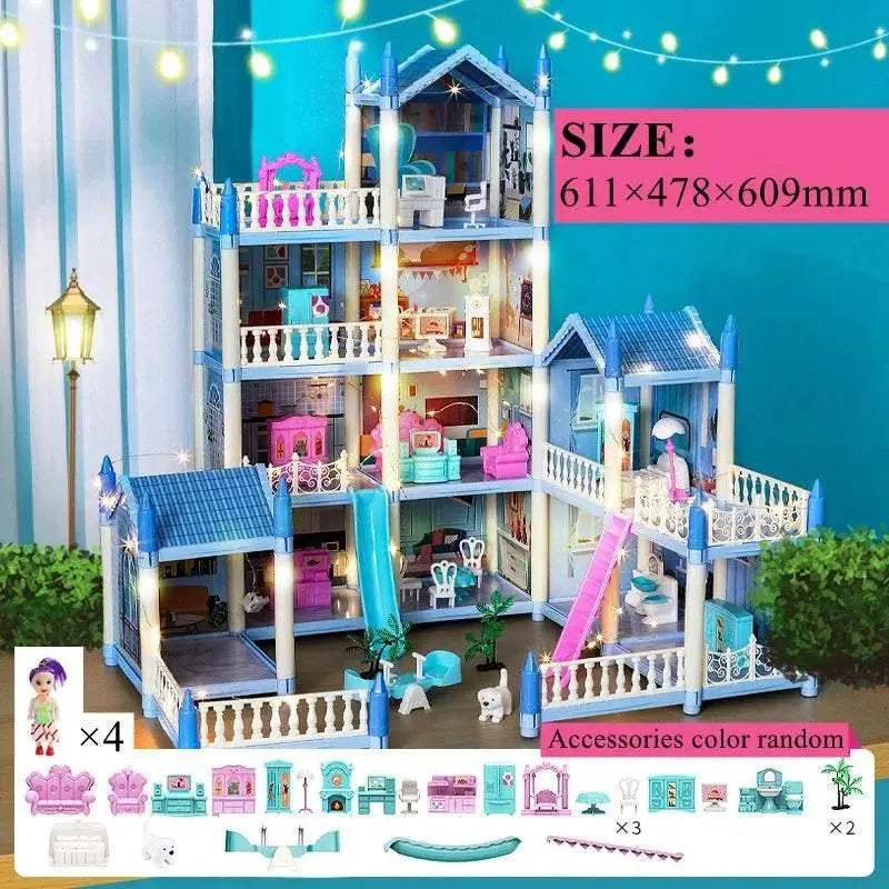 Premium Dollhouse Princess Castle 3D With LED Light Gift - Image 21