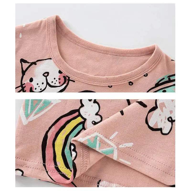 Premium Girls Pajama Set With Cotton 100 And Pink Cat Print Long Sleeve Ages 7 To 14 - Image 4