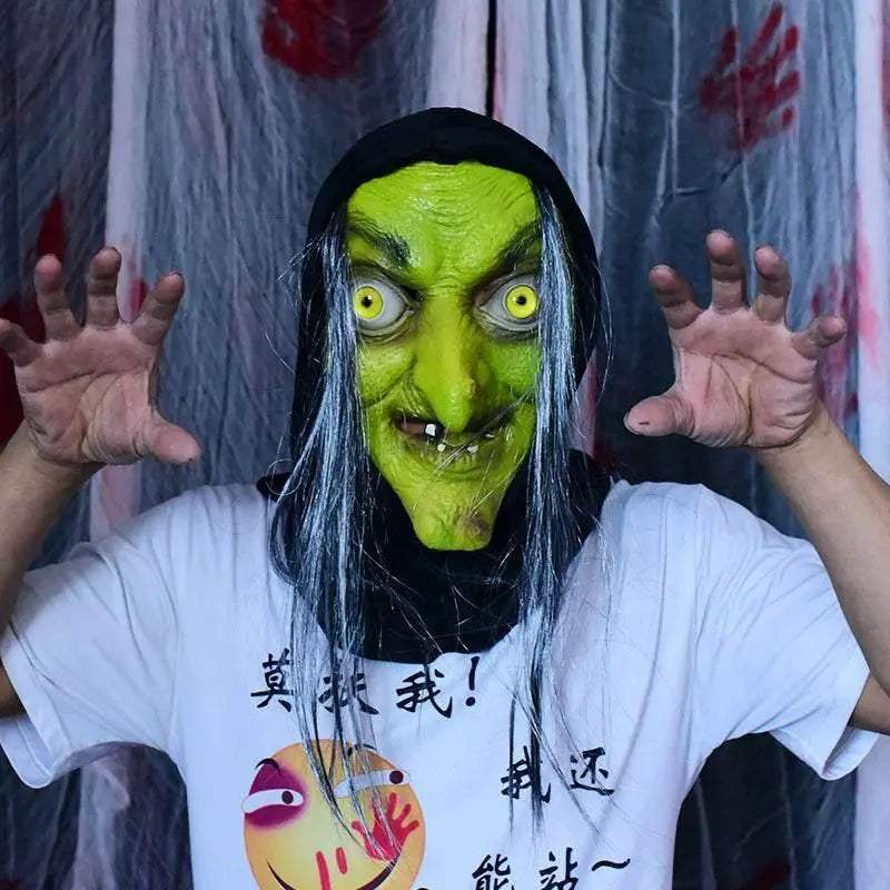 Premium Halloween Mask Old Witch Long Nose Latex For Adults