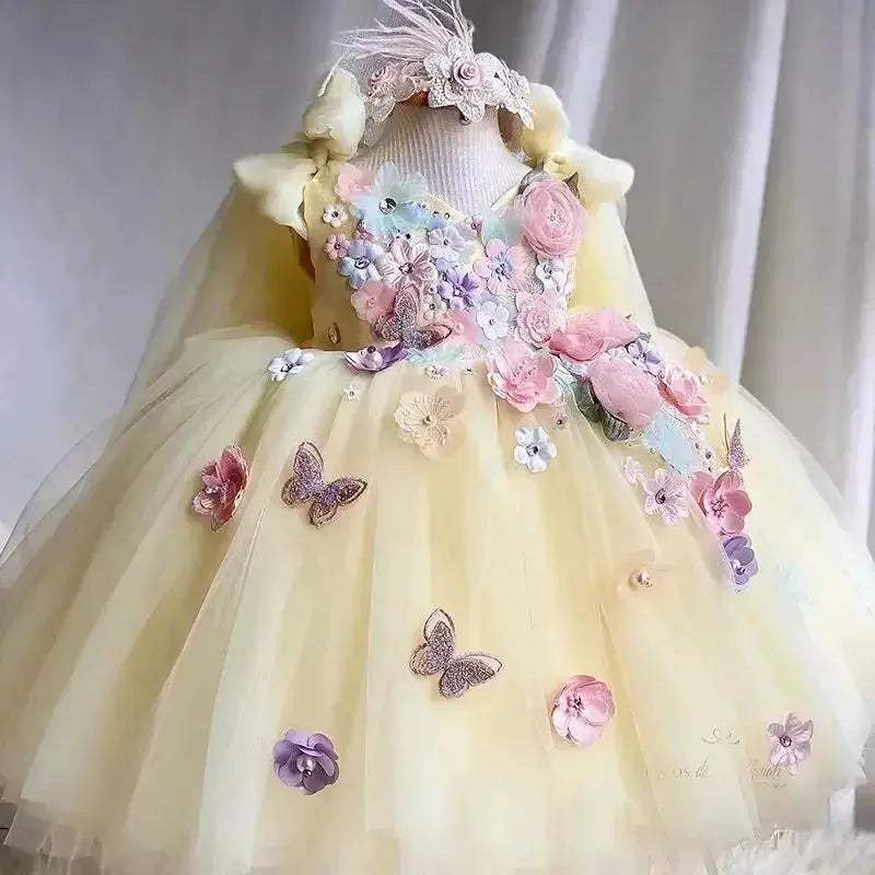 Premium Handmade Butterfly Tulle Girls Birthday Party Dress - Image 10