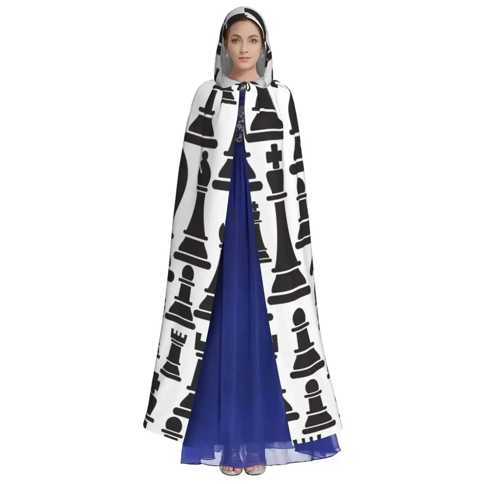 Premium Hooded Cloak With Chess Pieces Unisex Cosplay - Image 2