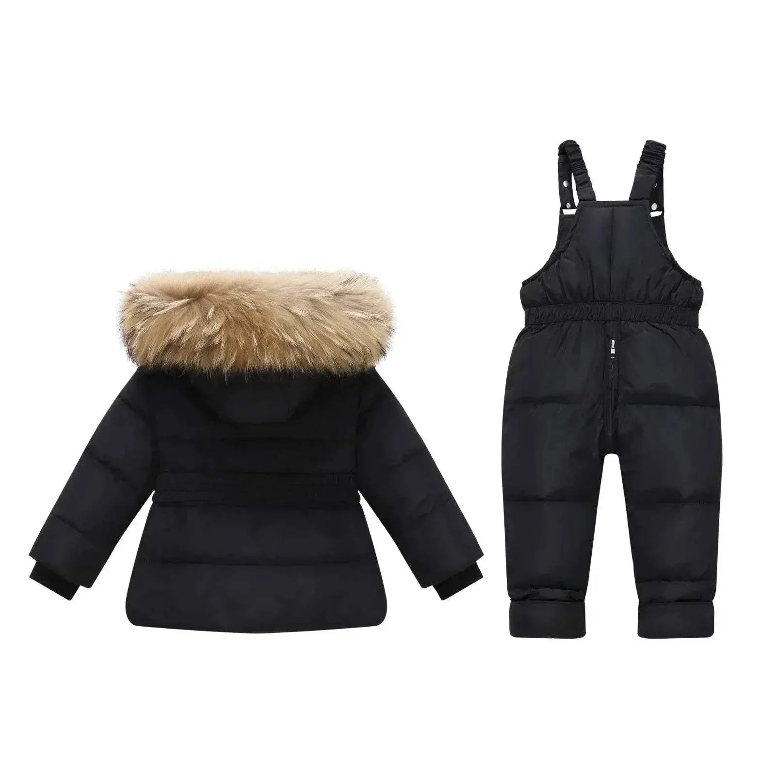 Premium Kids Down Jacket Set Real Fur Hood Unisex Ages 4 6 - Image 2