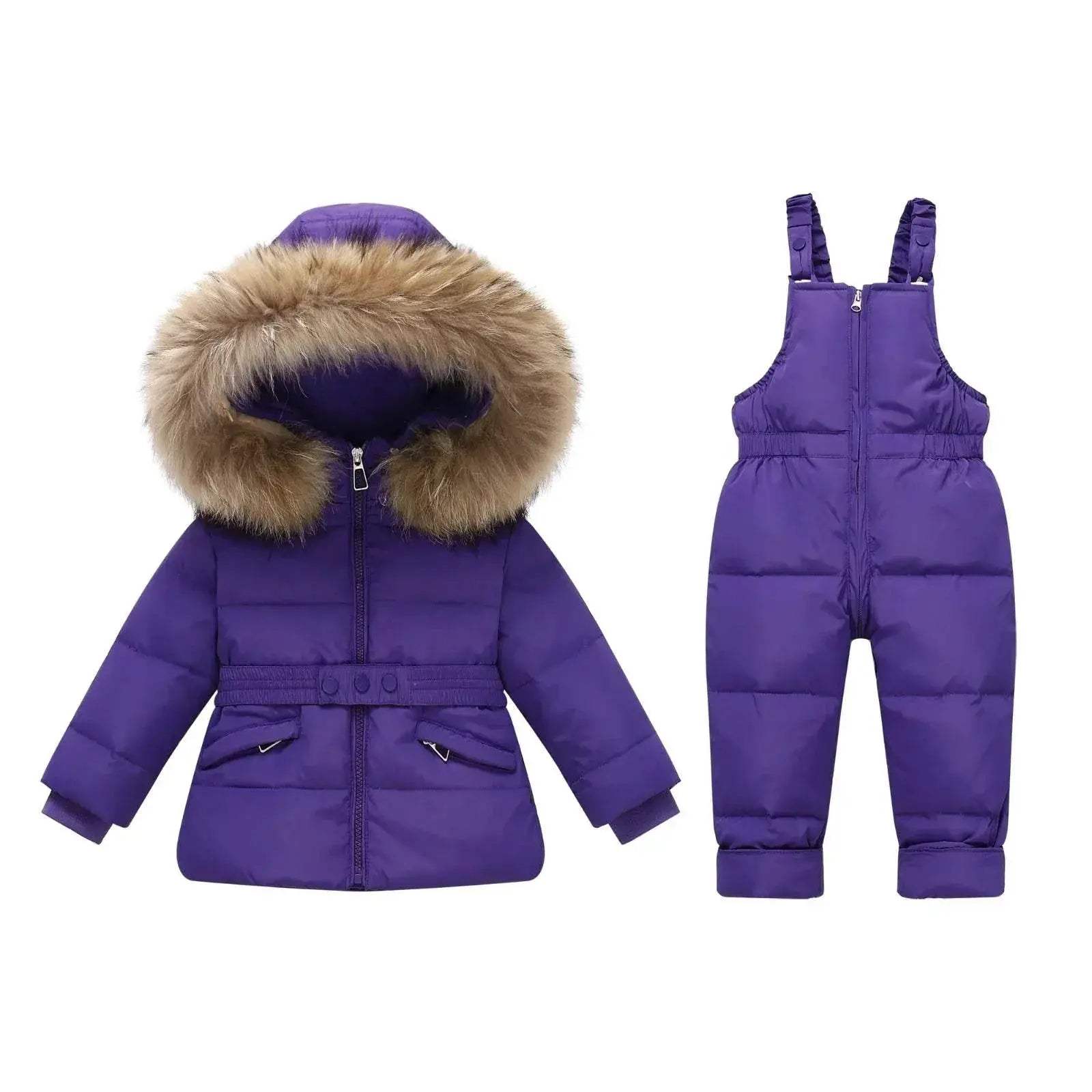 Premium Kids Down Jacket Set Real Fur Hood Unisex Ages 4 6 - Image 4