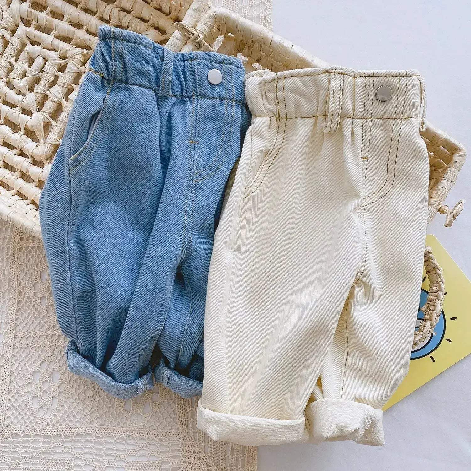 Premium Kids Jeans High Waist Comfort Fit For Boys And Girls Ages 9M To 4Y Autumn Spring - Image 6