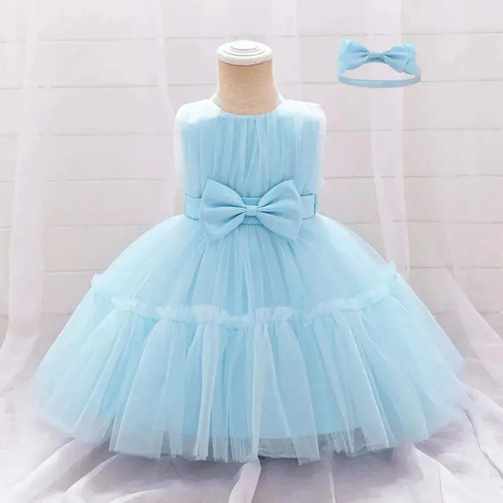 Premium Lace Two Piece Baby Girls Party Dress Set With Bow For Infants And Toddlers Birthday Princess Gown - Image 7
