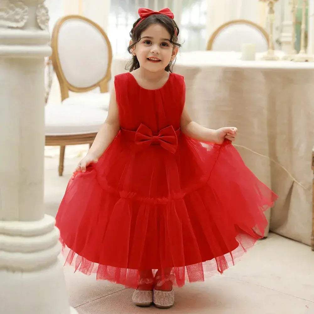 Premium Lace Two Piece Baby Girls Party Dress Set With Bow For Infants And Toddlers Birthday Princess Gown - Image 8
