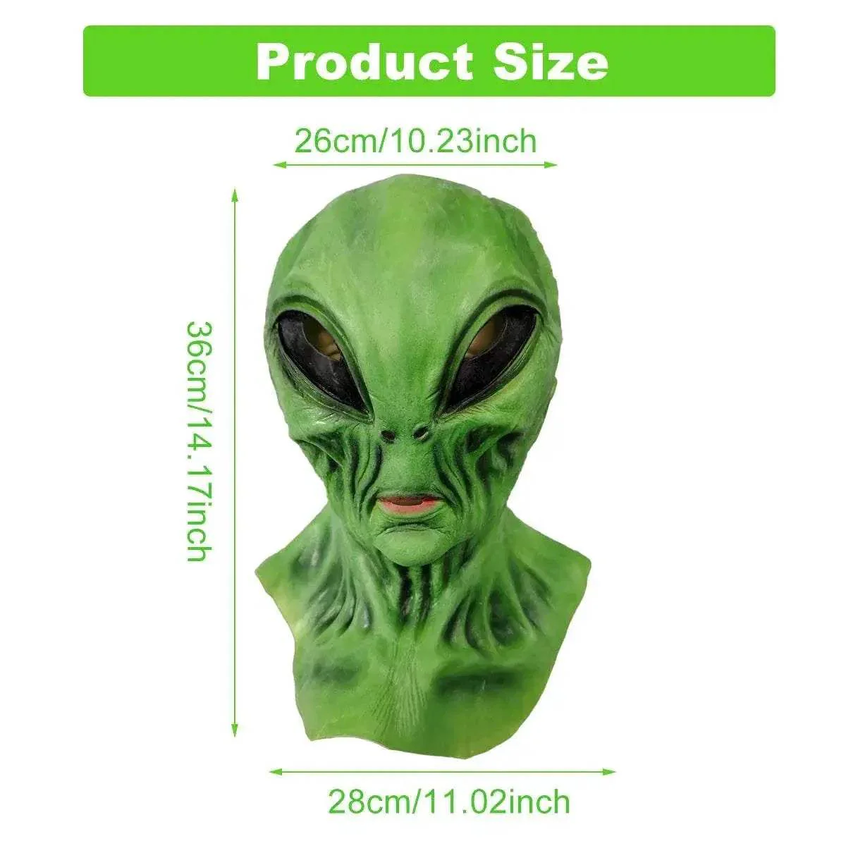 Premium Latex Mask Alien Green For Halloween Cosplay - Image 6