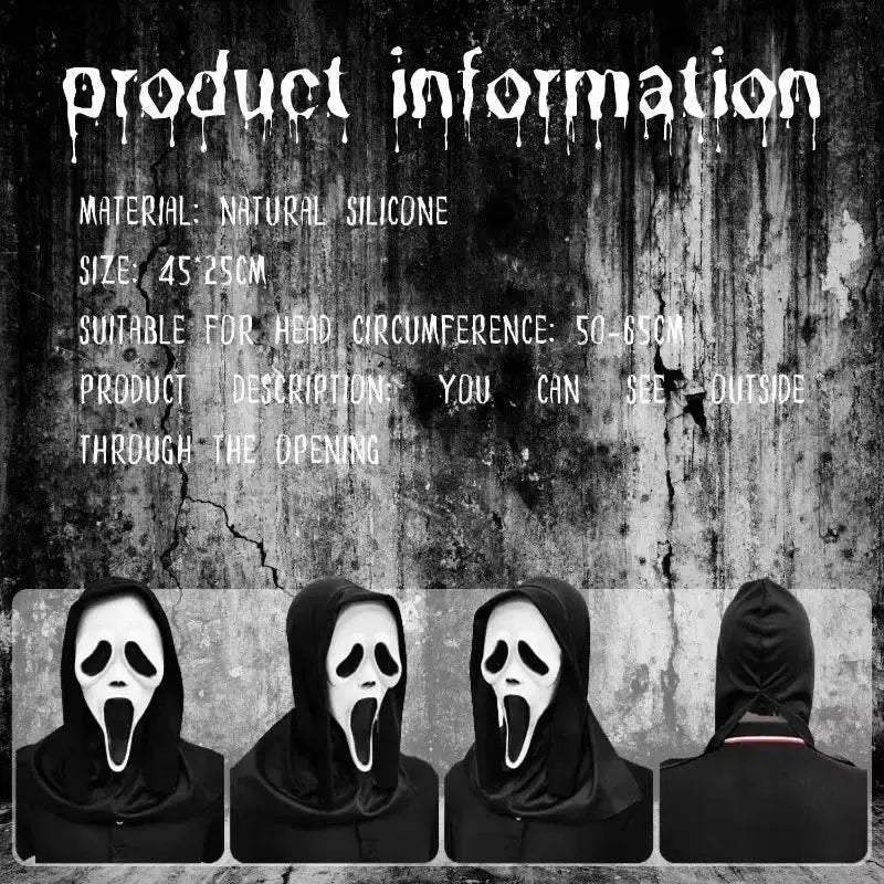 Premium Latex Mask Full Head Scream Ghostface For Halloween - Image 6