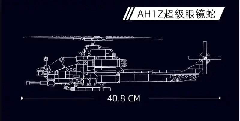 Premium Lego Compatible Building Block Set AH-1Z Viper Gunship Model For Aviation Enthusiasts - Image 2