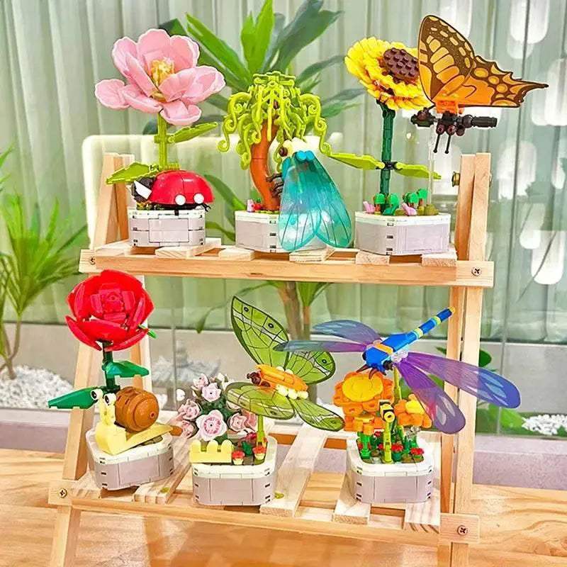 Premium Lego Insect Flower Pot Puzzle Blocks For Kids - Image 2