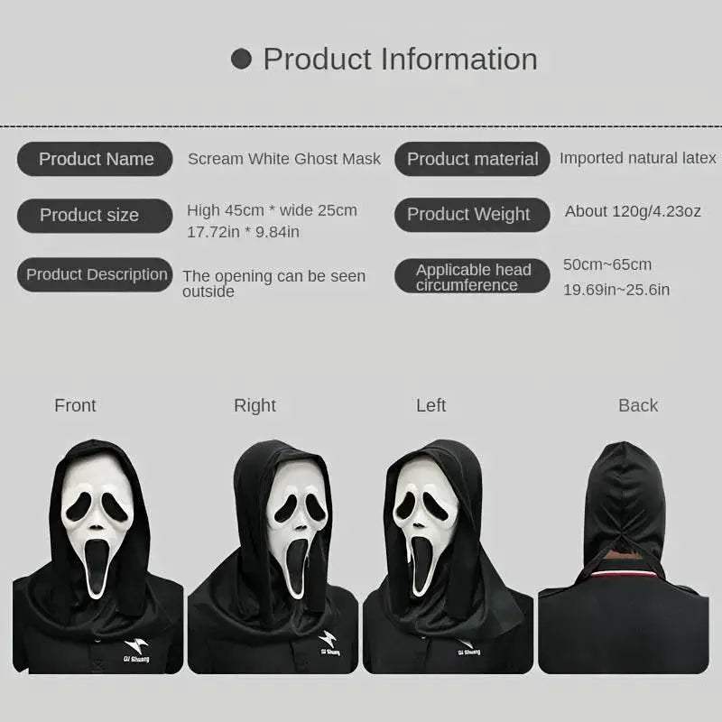 Premium Mask White Latex Full Head Skull For Adults - Image 6