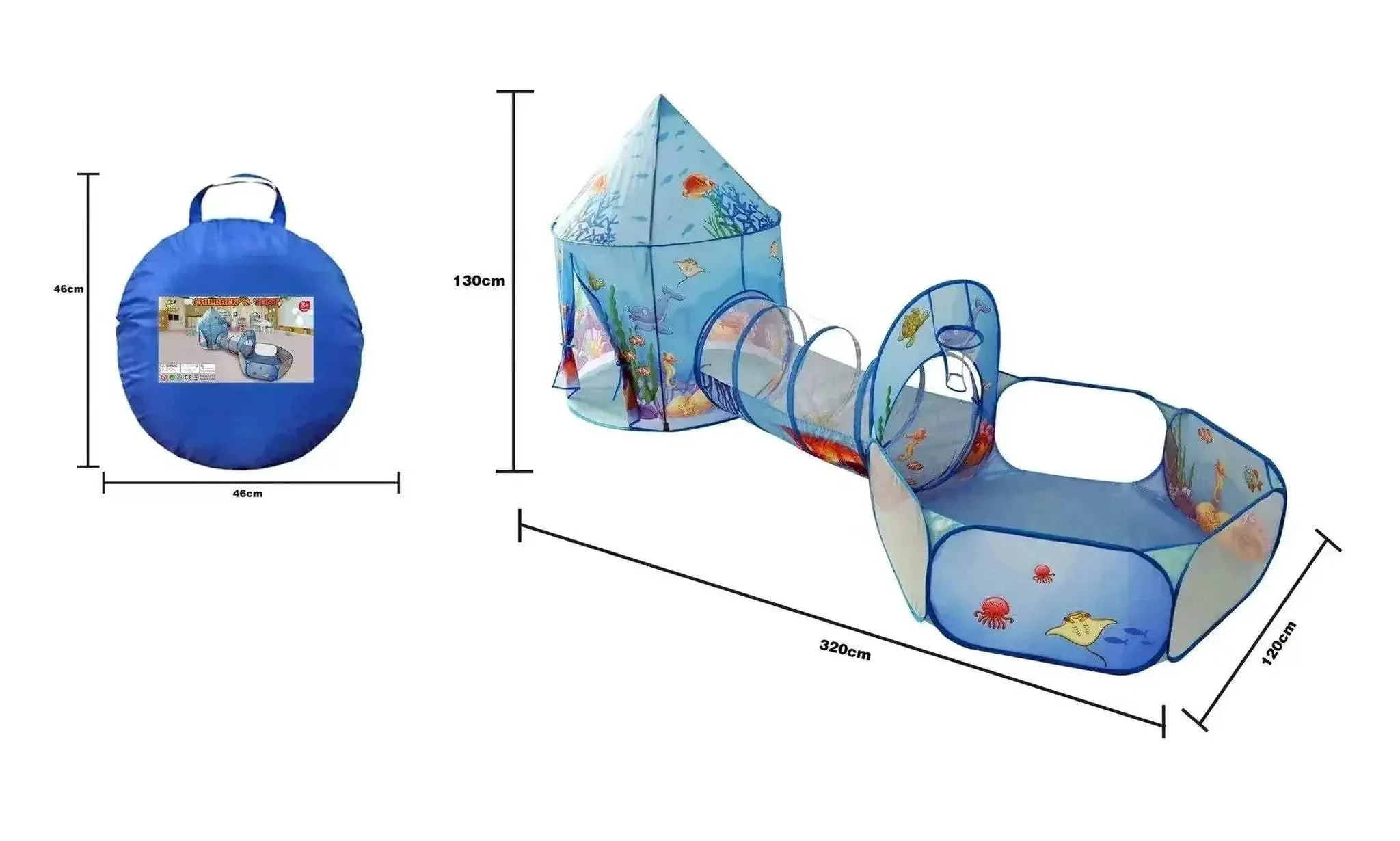 Premium Play Tent 3in1 Foldable Tunnel Ball Pool For Kids - Image 3