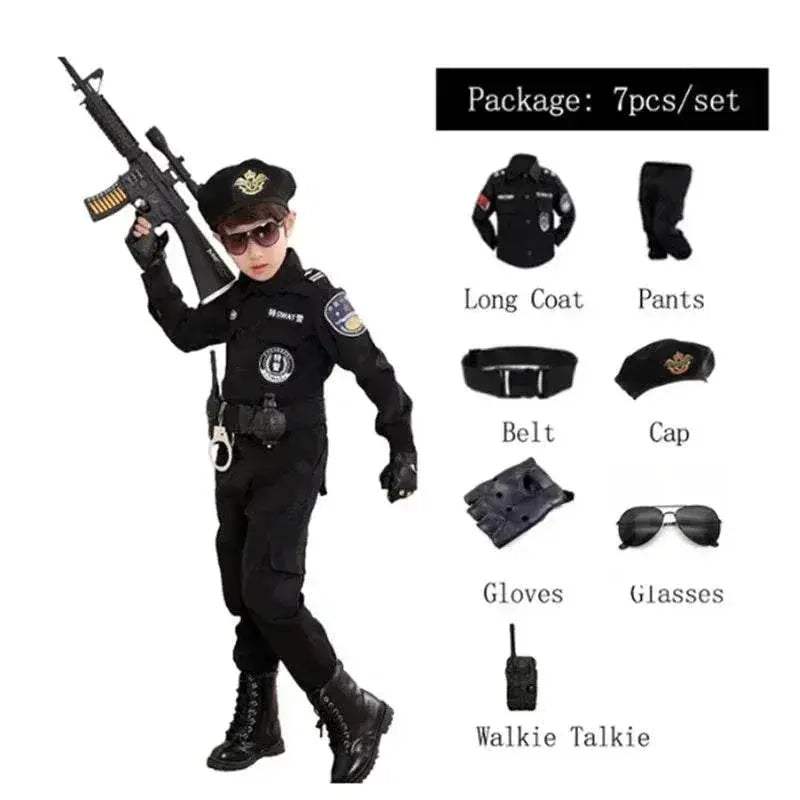 Premium Policeman Costume Realistic Uniform For Kids