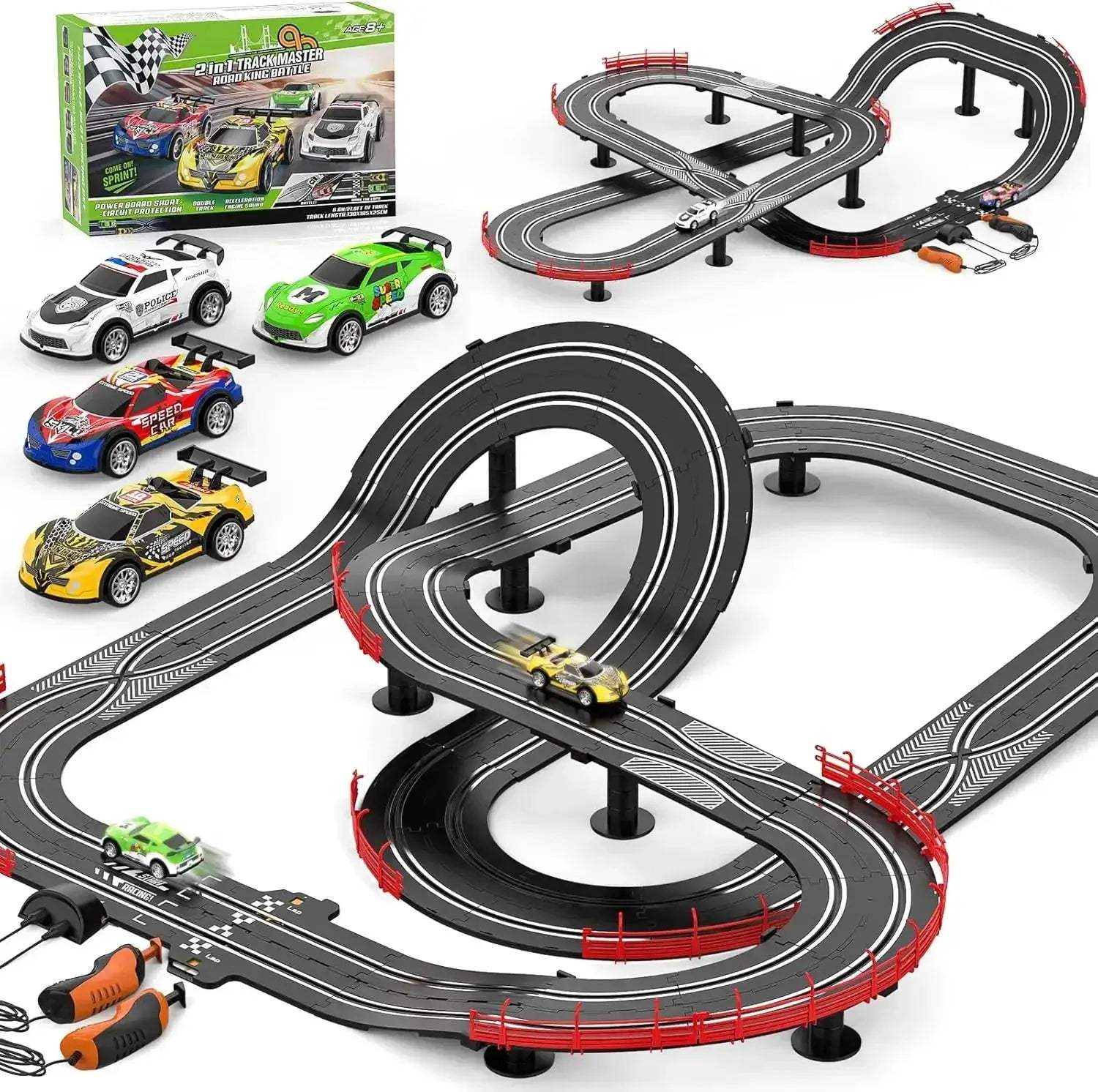 Premium Realistic Slot Car Track Set With Circular Slope