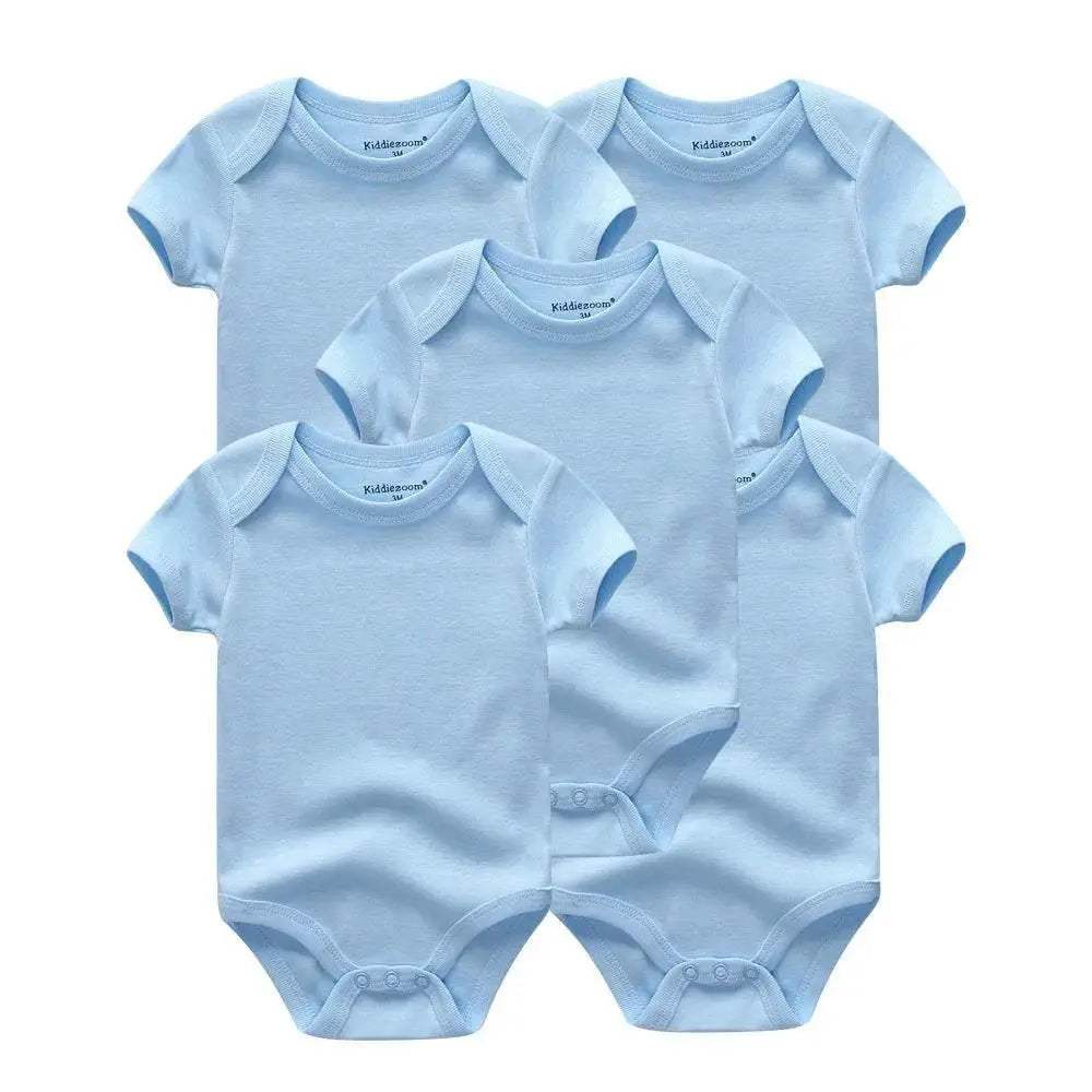 Premium Soft 100 Percent Cotton Baby Bodysuits 5 Pack Cartoon Short Sleeve All Seasons Unisex For Newborns - Image 6
