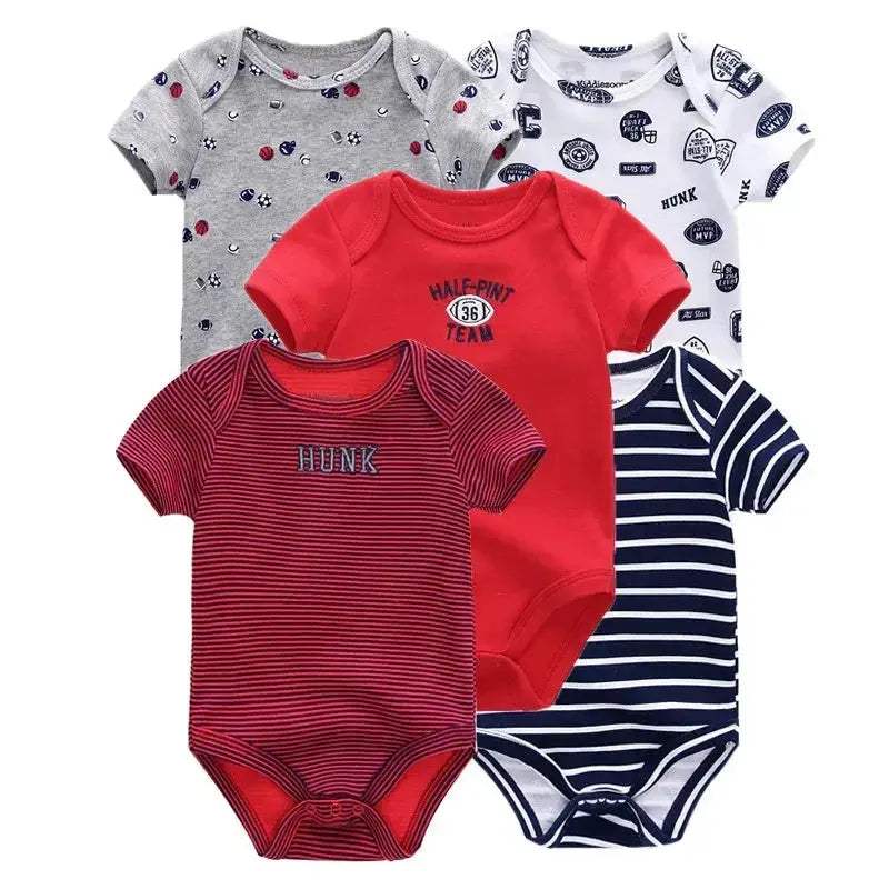 Premium Soft 100 Percent Cotton Baby Bodysuits 5 Pack Cartoon Short Sleeve All Seasons Unisex For Newborns - Image 9