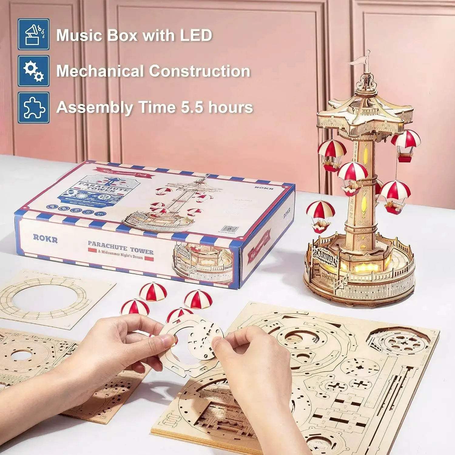 Premium Wooden Puzzle Moveable 3D DIY Music Box For Kids - Image 4