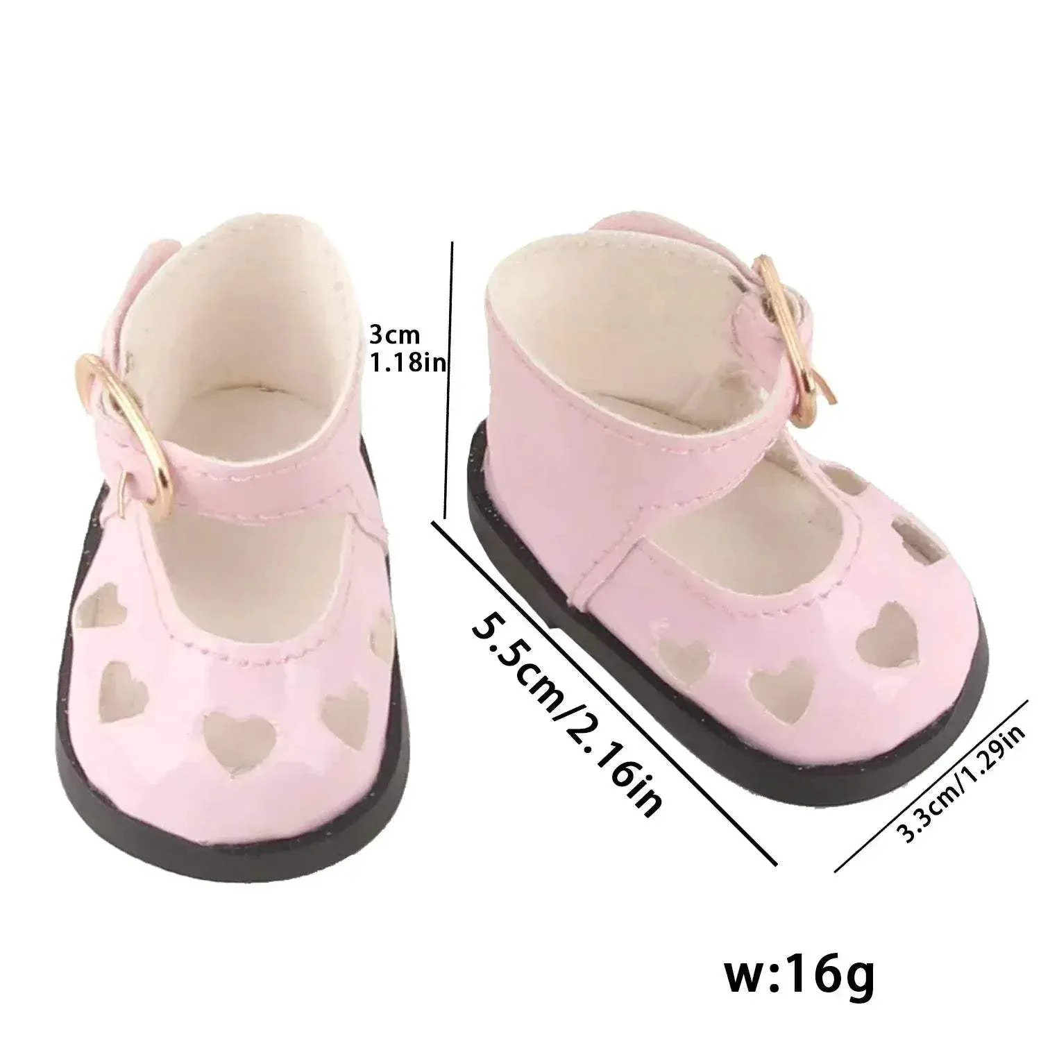 PU Leather Heart Bow Doll Shoes For 14 Inches Dolls - Image 2