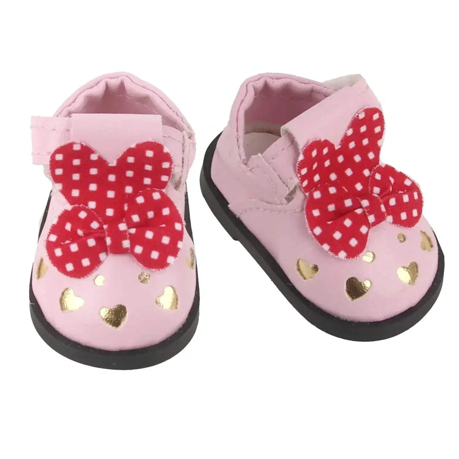 PU Leather Heart Bow Doll Shoes For 14 Inches Dolls - Image 6
