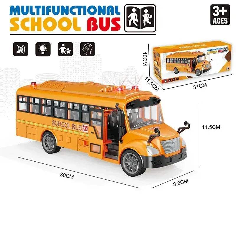 Pull Back Lights School Bus Toy With Bright Double Deck - Image 11