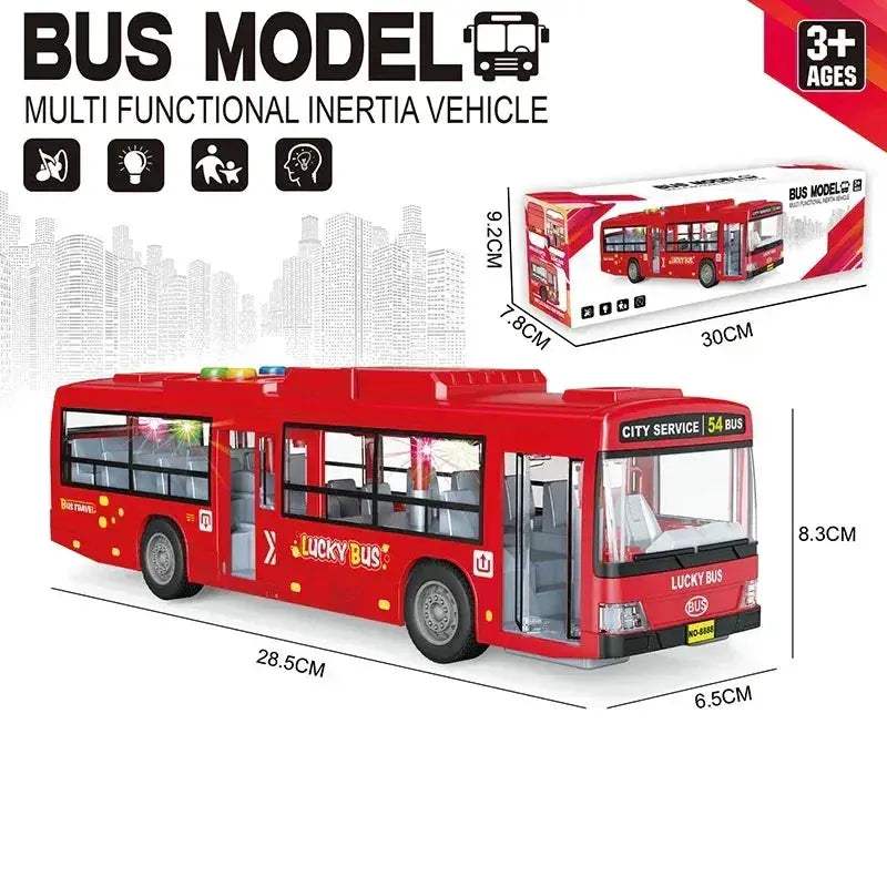 Pull Back Lights School Bus Toy With Bright Double Deck - Image 12
