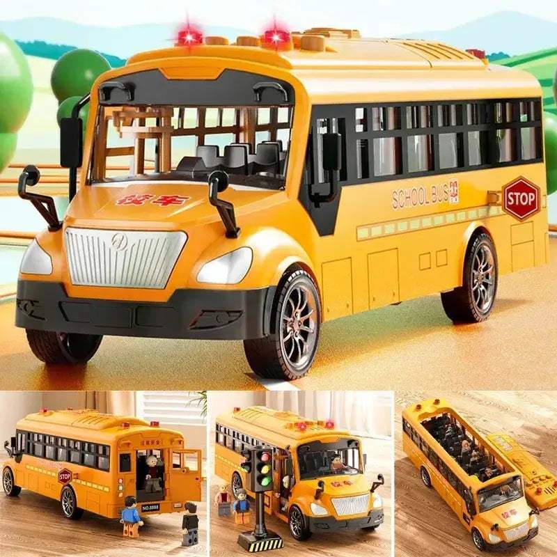 Pull Back Lights School Bus Toy With Bright Double Deck - Image 2