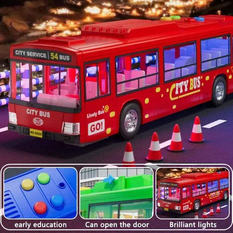 Pull Back Lights School Bus Toy With Bright Double Deck - Image 4